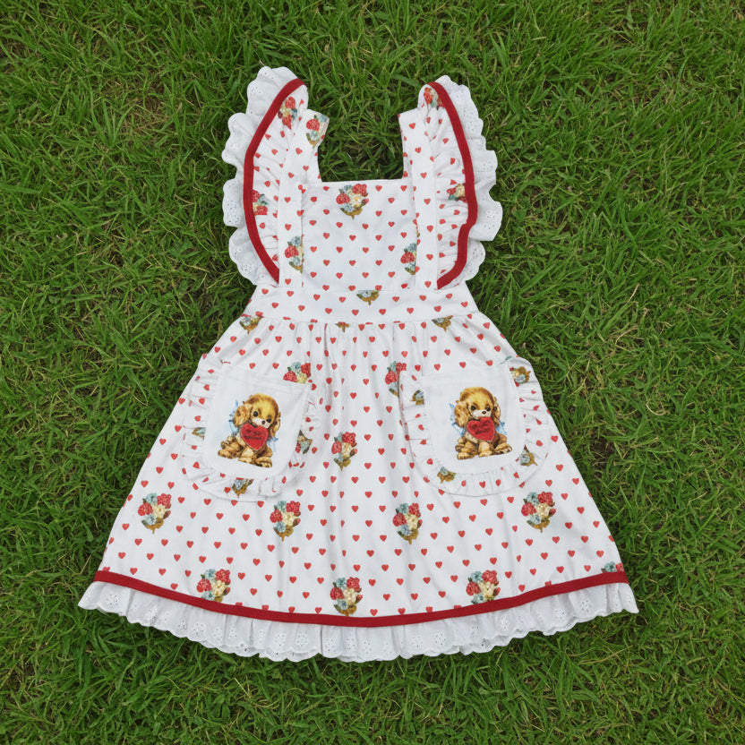 red heart ruffle dress with pocket