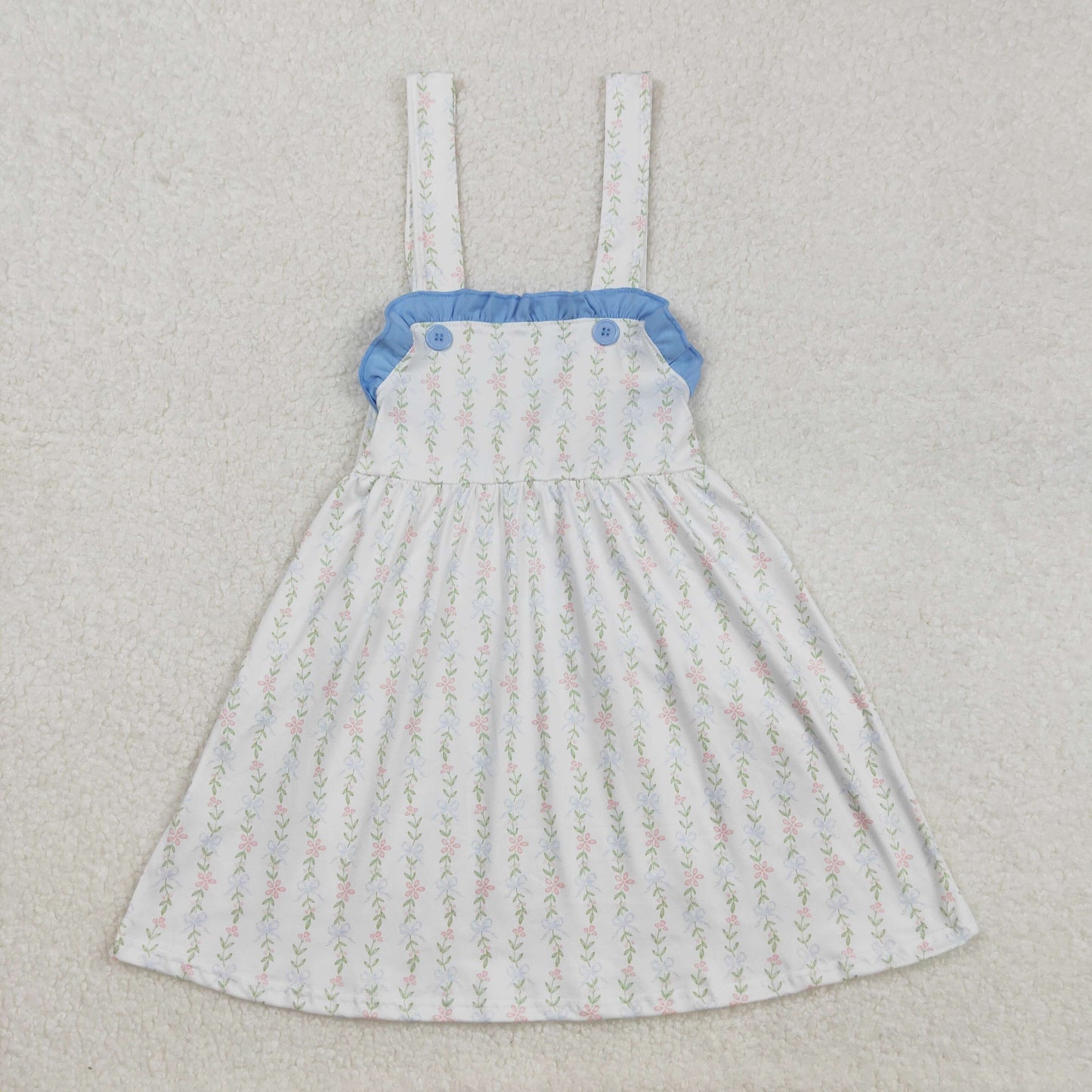 floral on white print strap dress kids dresses