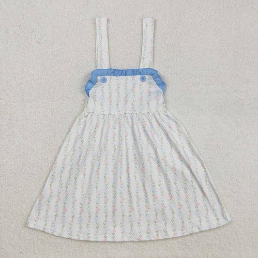 floral on white print strap dress kids dresses