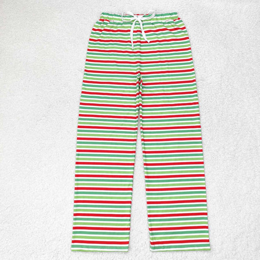 green red white stripes adult christmas straight pants