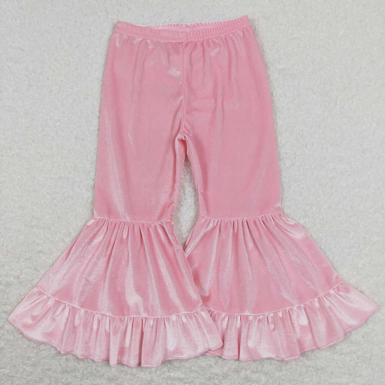 girl pink ruffle velvet pants