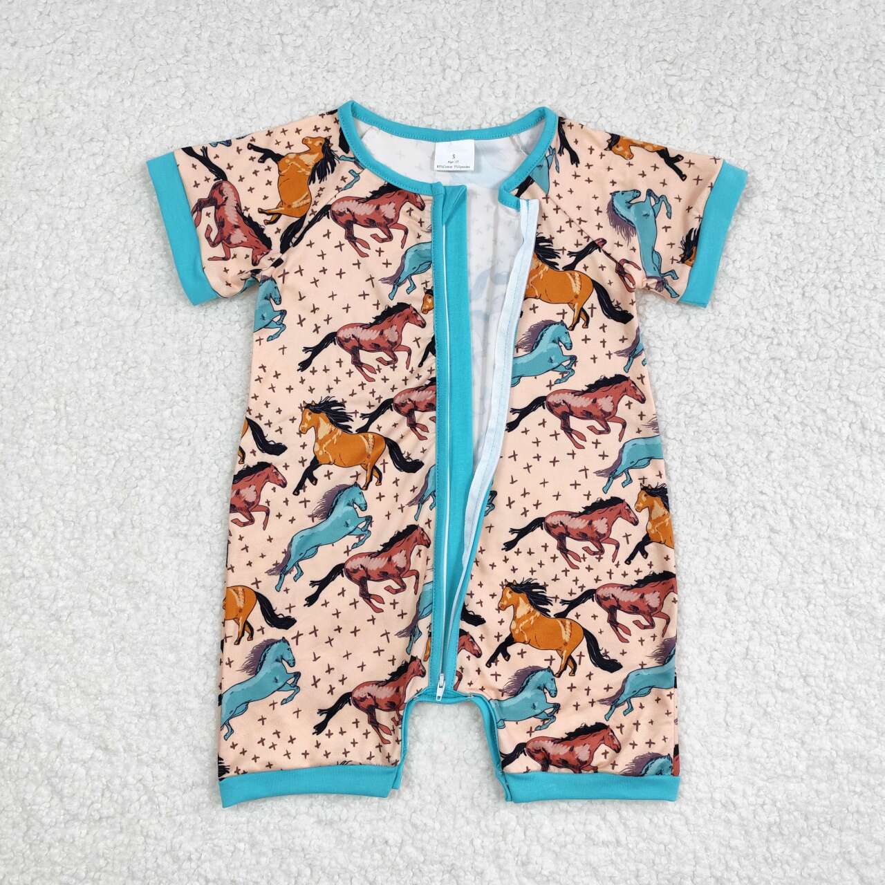 baby boy horse print zip sleeper