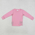 floral bows embroidered cotton pink shirt girls top