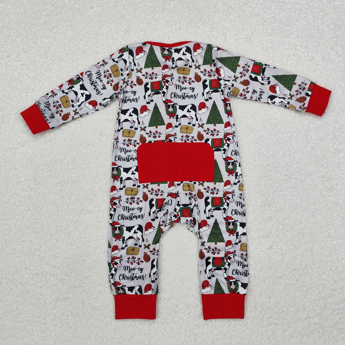 moo-ey Christmas zip sleeper baby clothes