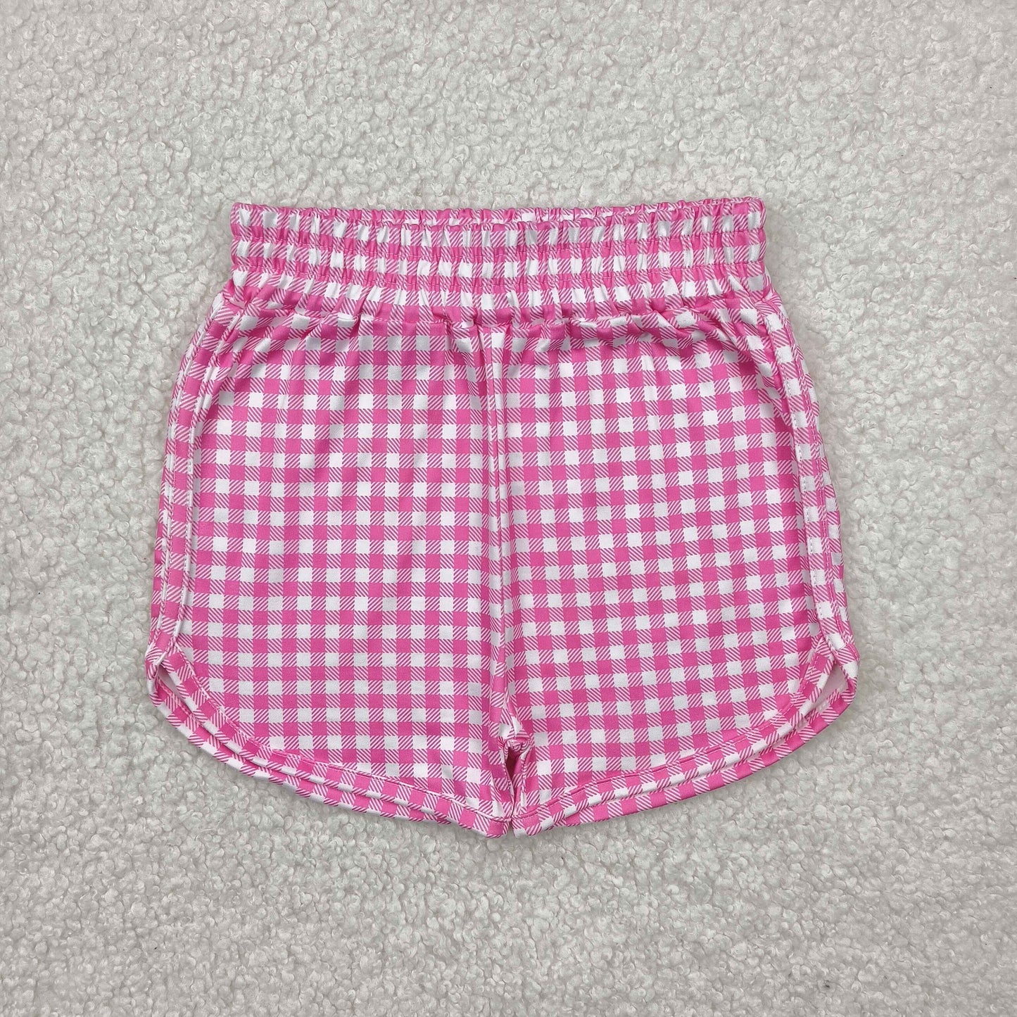 pink plaid girl summer shorts