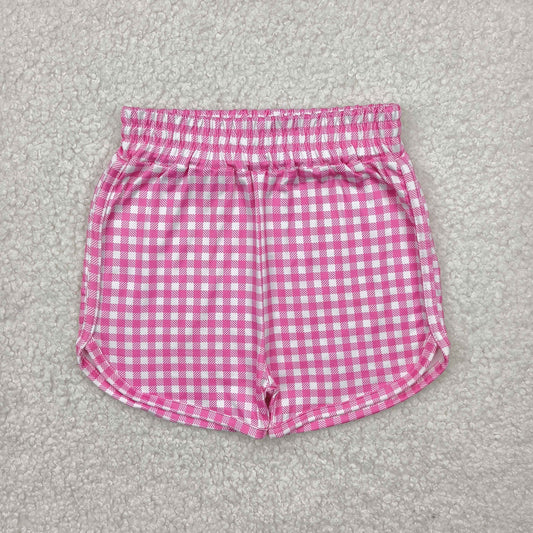 pink plaid girl summer shorts