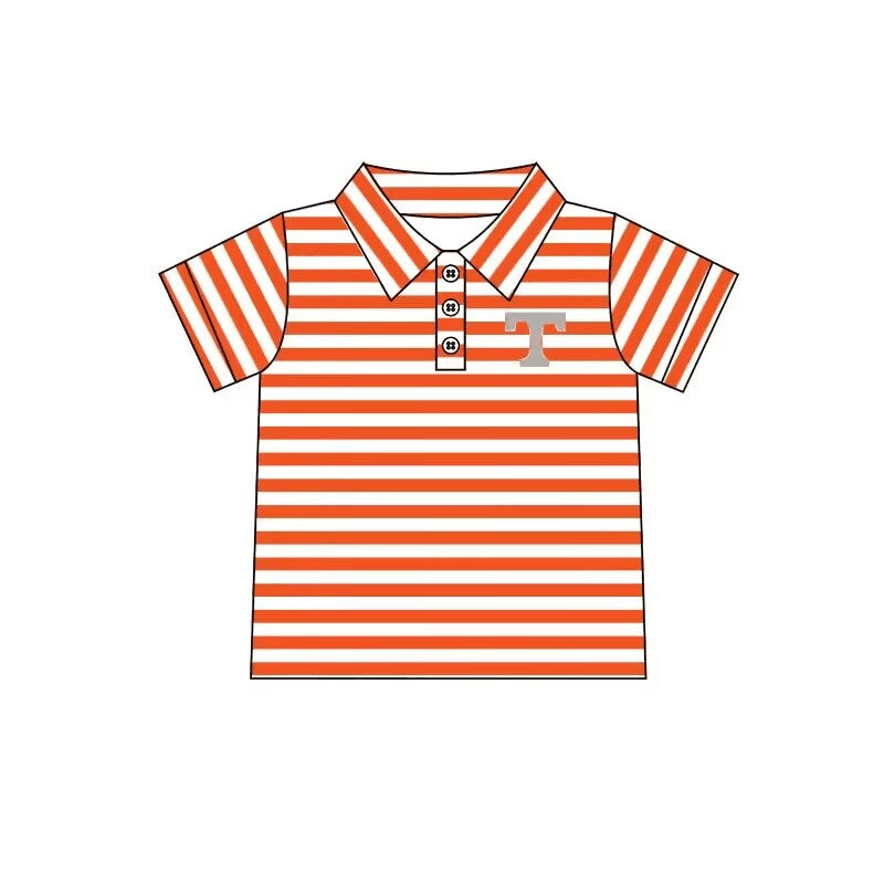 Custom order sports team boy polo shirt orange stripe T