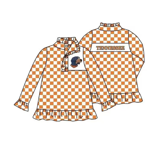 Split-CLOSE 25th Sept T team orange checkered pullovers girl