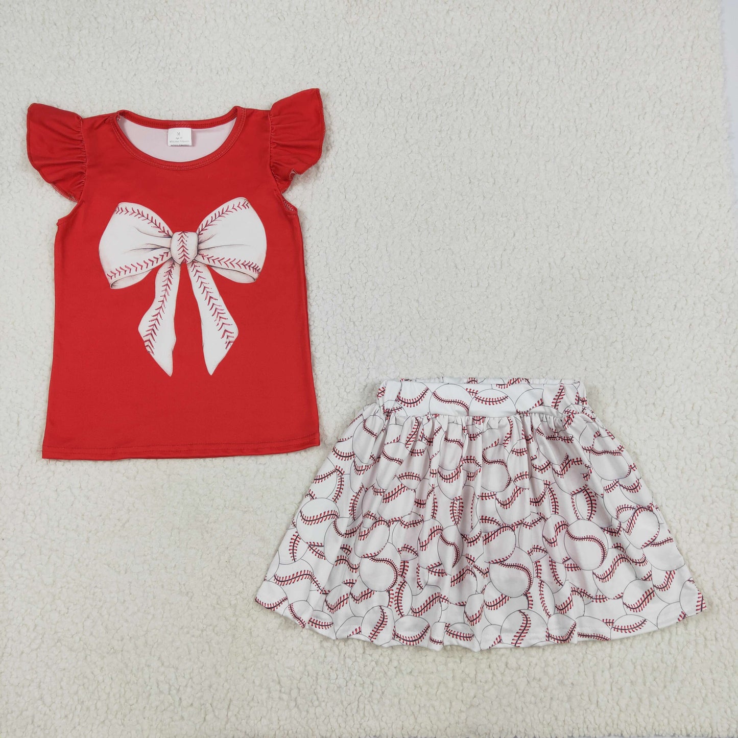 baseball coquette print skort 2pc set