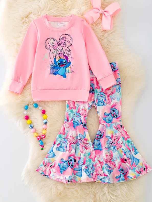 Split-CLOSE 8th Feb long sleeve pink lilo 2pcs pants set