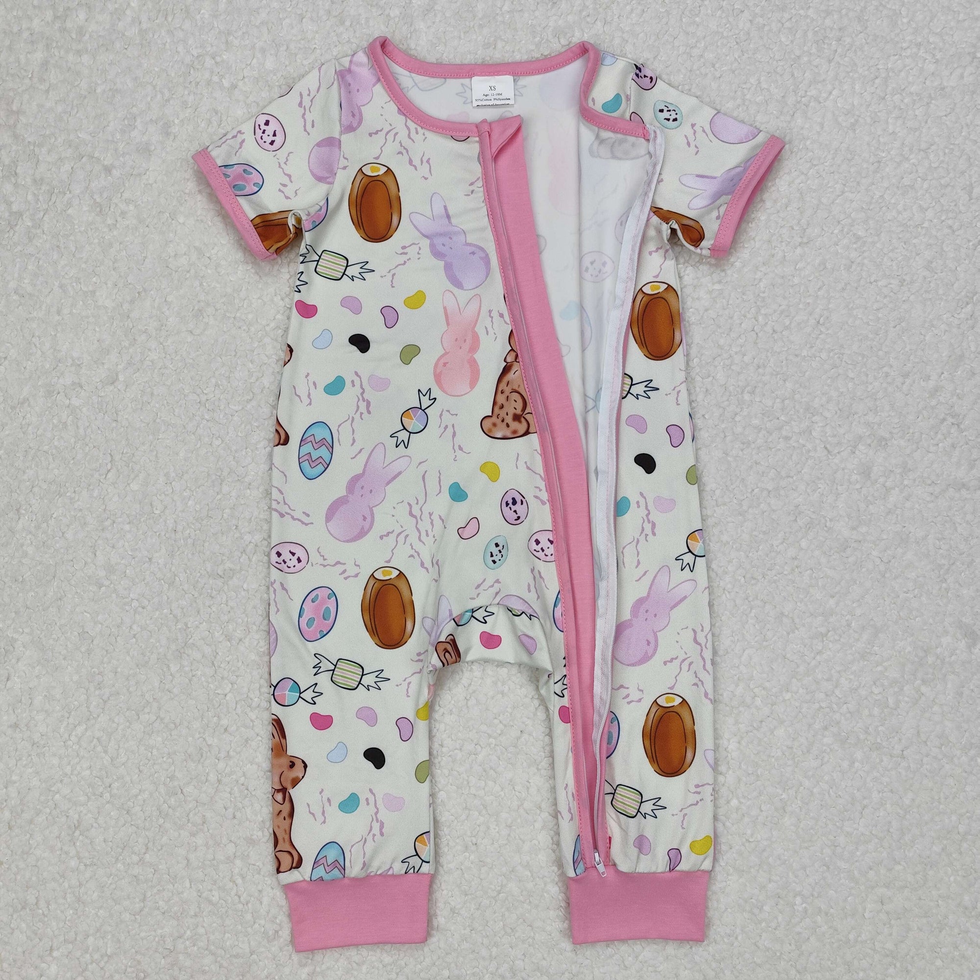 egg peeps bean easter girl zip sleeper