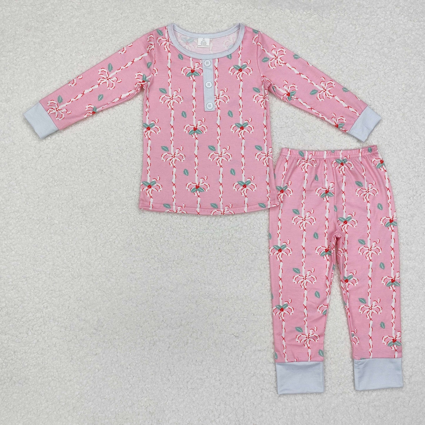 baby girl Christmas bow bamboo pajama set