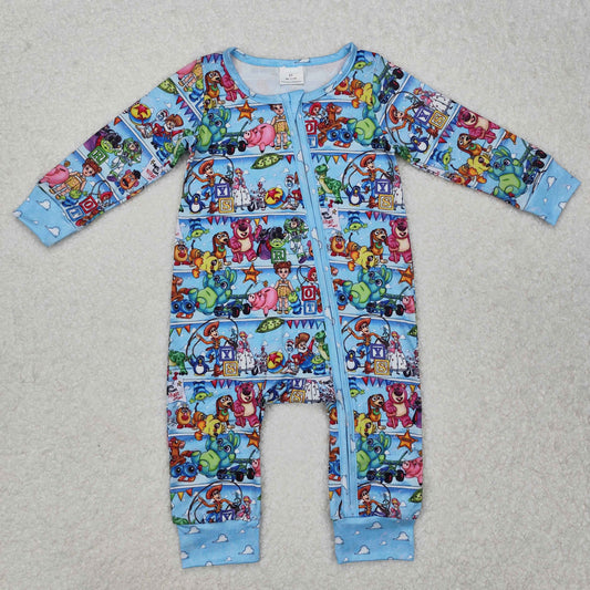 cartoon print long sleeve zip sleeper baby clothes