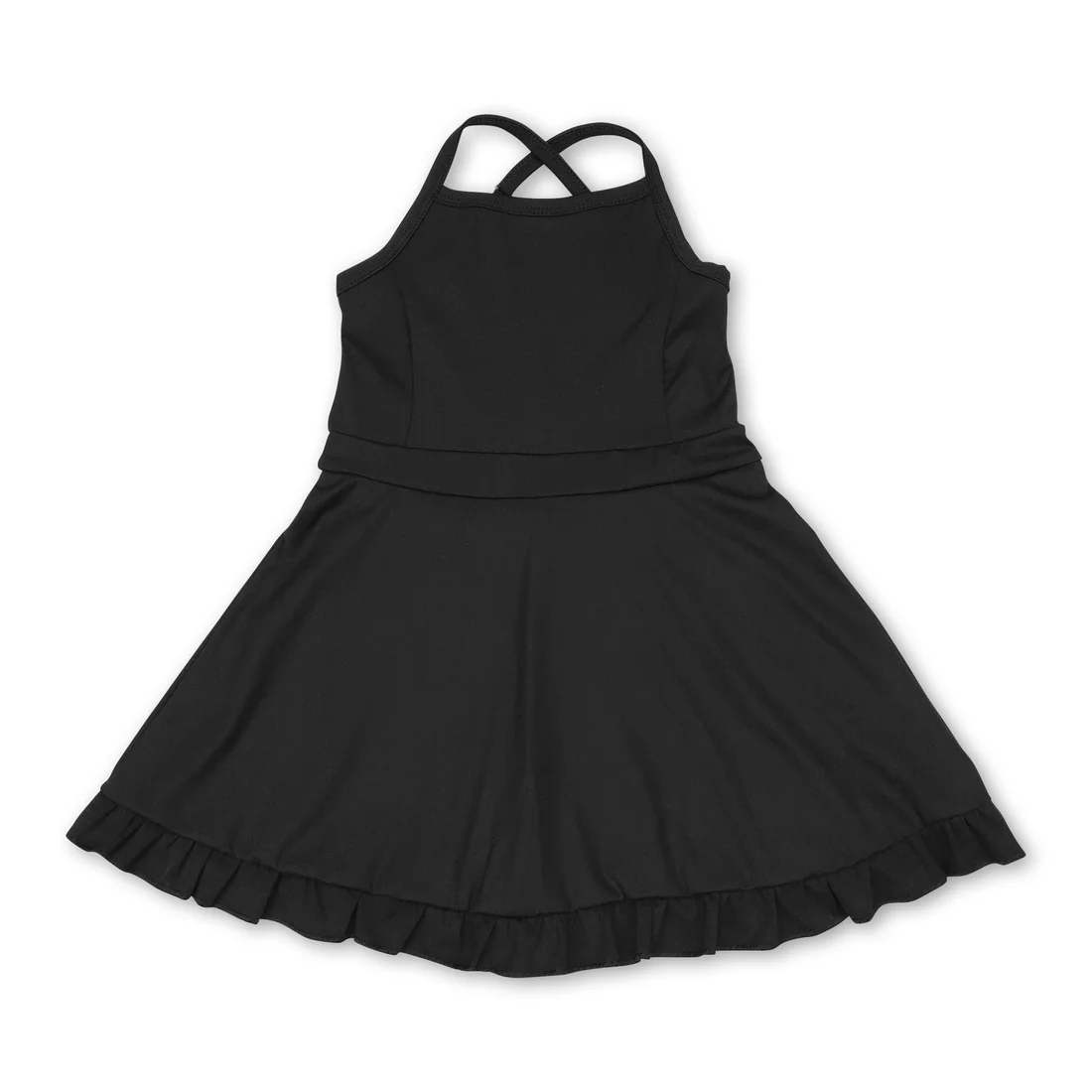 black strap ruffle baby girls summer active wear athletic dress