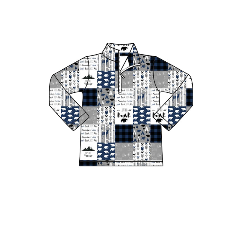 MOQ 8 TAT 6-7 weeks "Little Bear" Adventure Baby Boy Woodsman Buffalo Pullovers