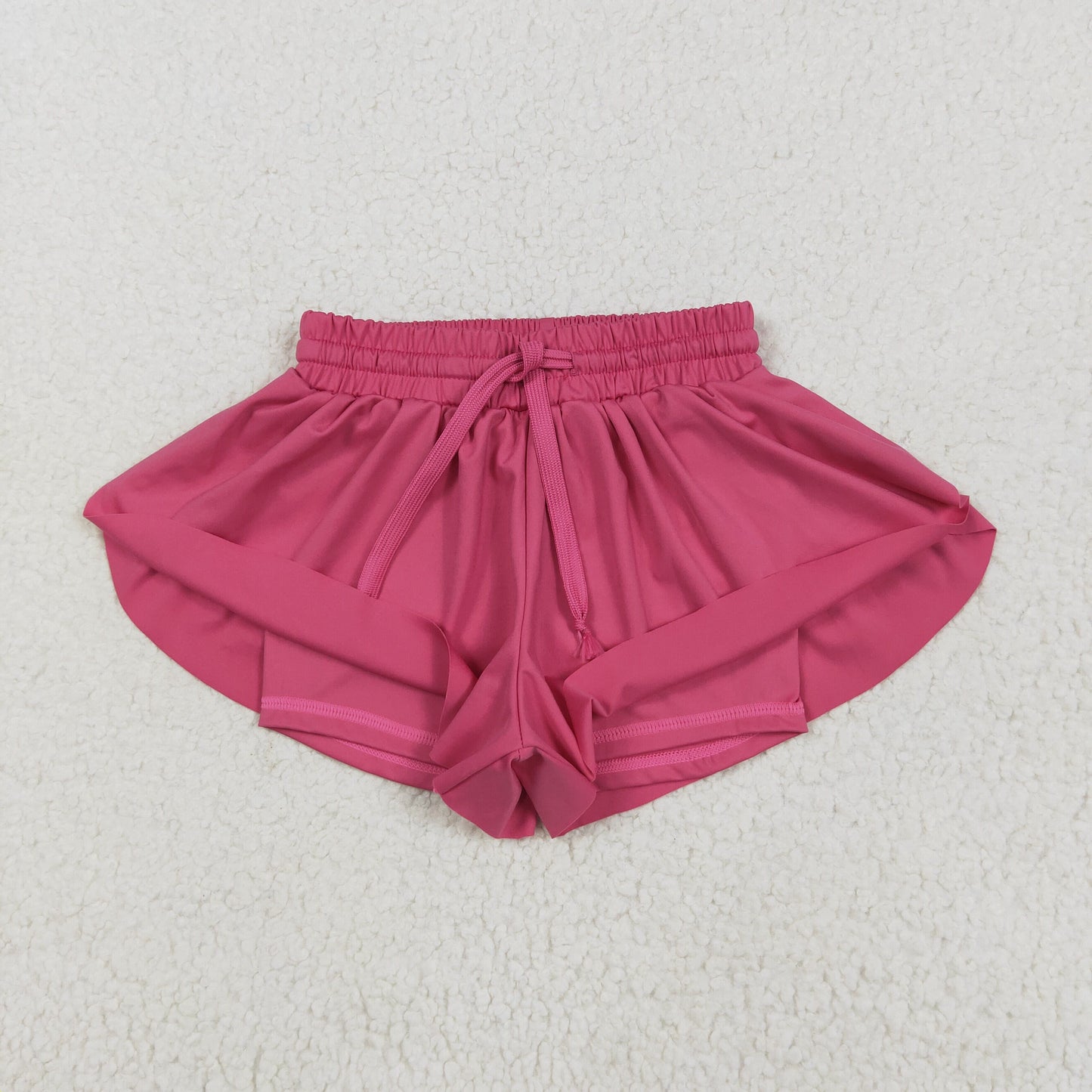 hot pink solid color yoga girls sports shorts
