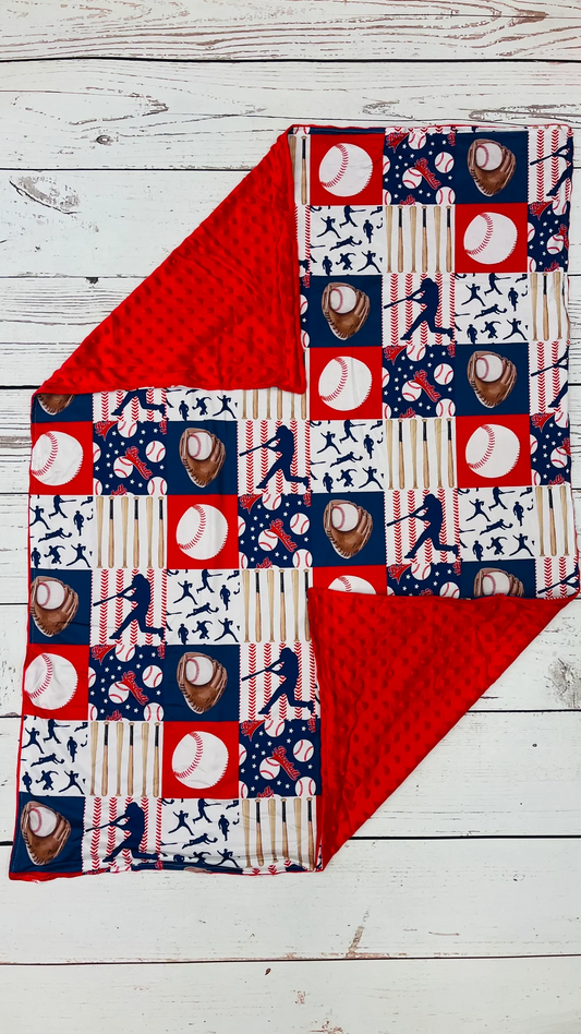 Baseball print minky blanket