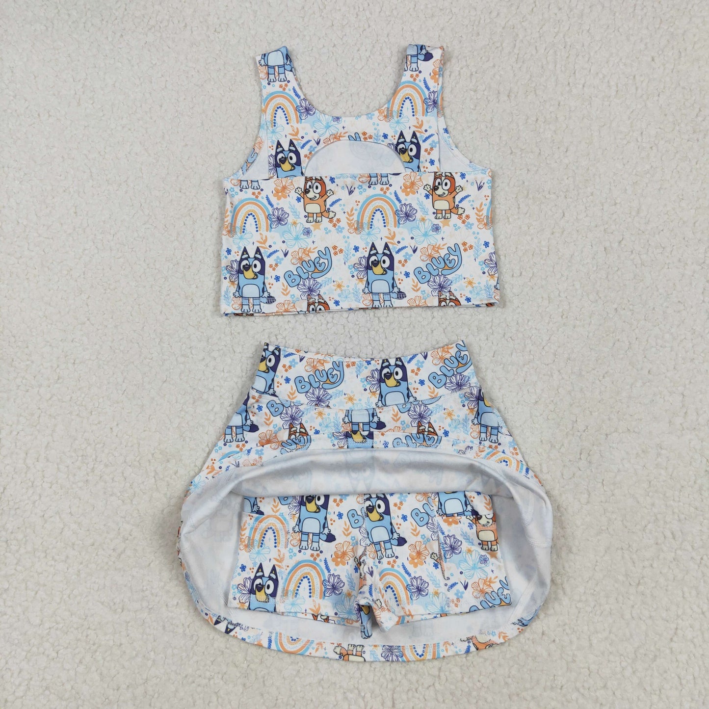 rainbow blu*y two pieces athletic skort dress set