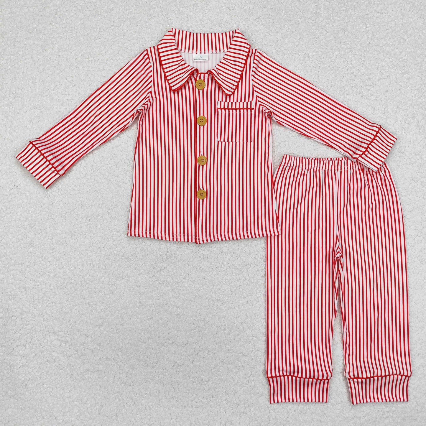 red stripes boys christmas button down pajama