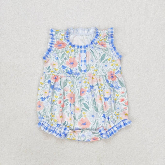 baby girl sleeveless floral bubble