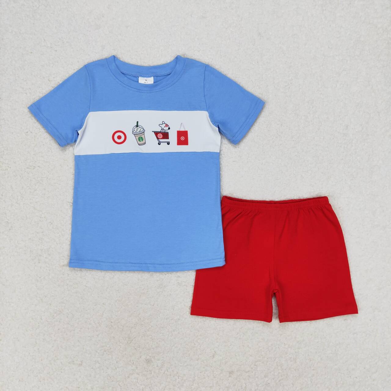 blue red target shorts set boy