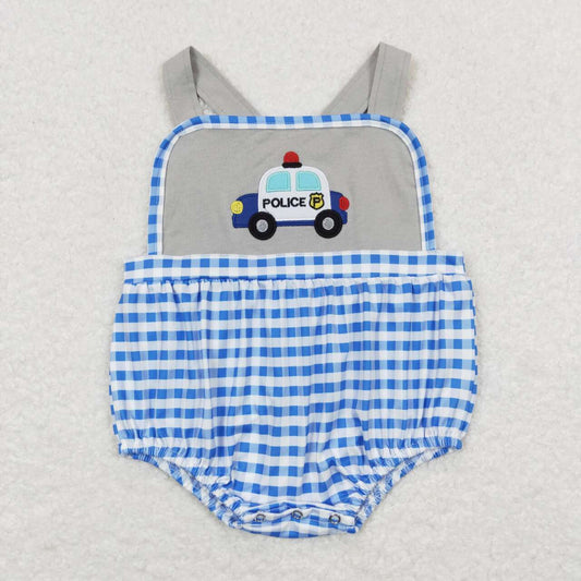 baby boy police car embroidery cross back bubble