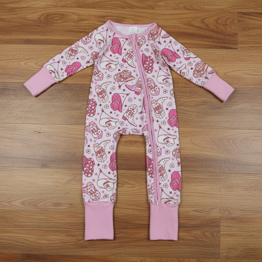 pink cowgirl yee haw zipper sleeper