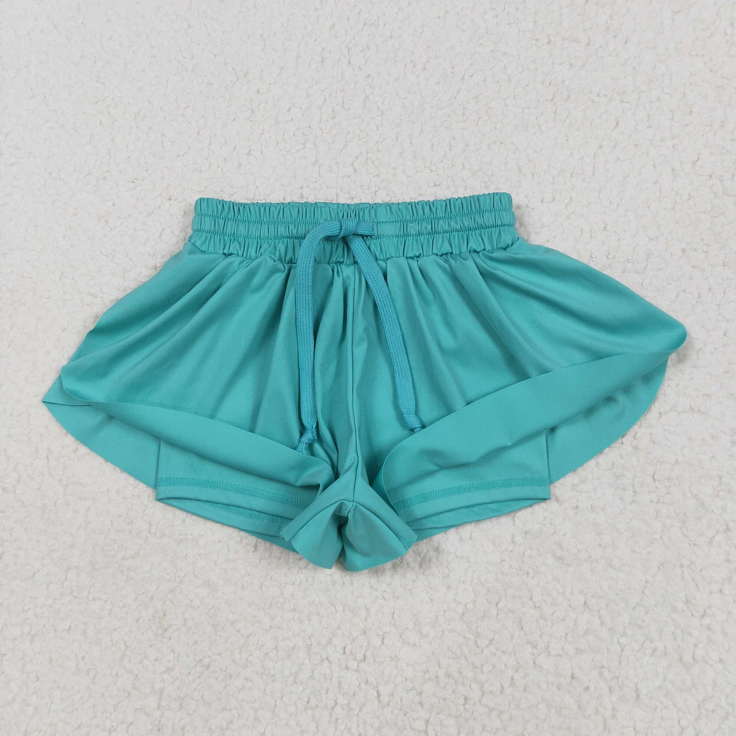 mint solid color yoga girls sports shorts