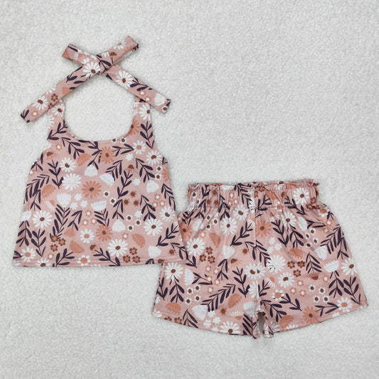 folk florals halter shorts set outfit kids clothing
