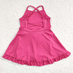 S0440 USA Warehouse Pink Strap Ruffle Swimsuit
