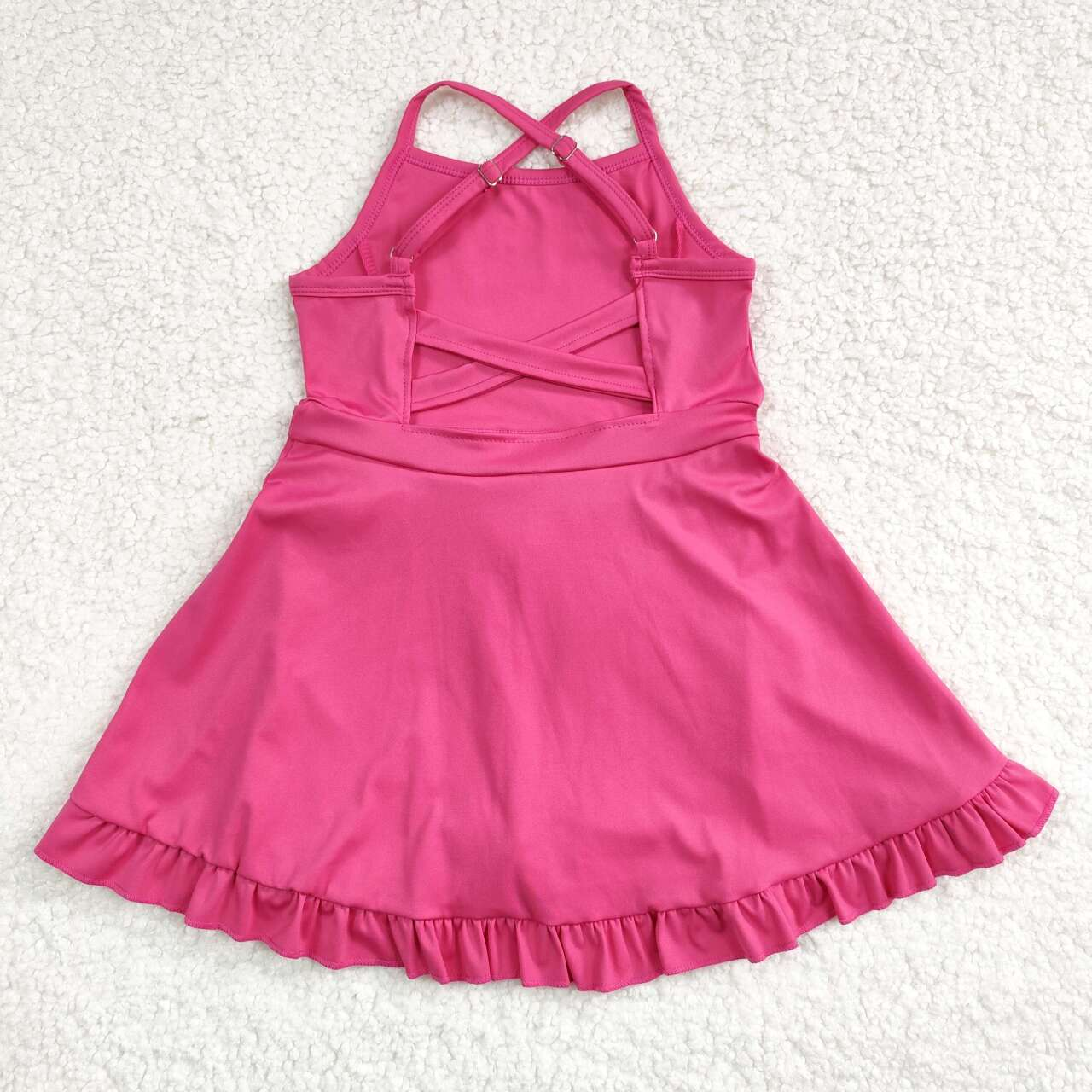 S0440 USA Warehouse Pink Strap Ruffle Swimsuit
