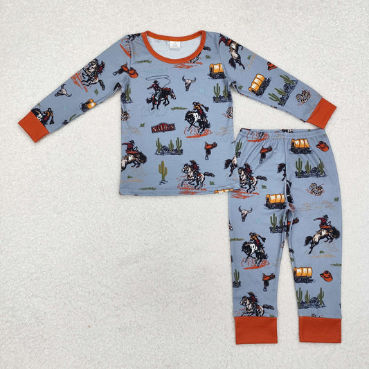 boy western rodeo bamboo pajama set