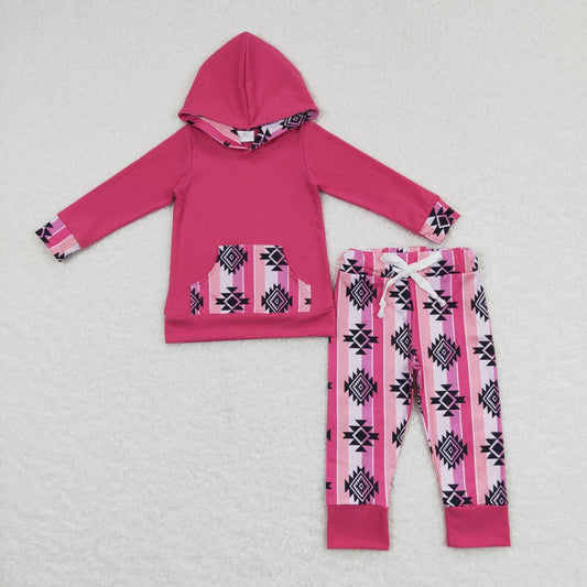 little girl hot pink aztec hoodie outfit