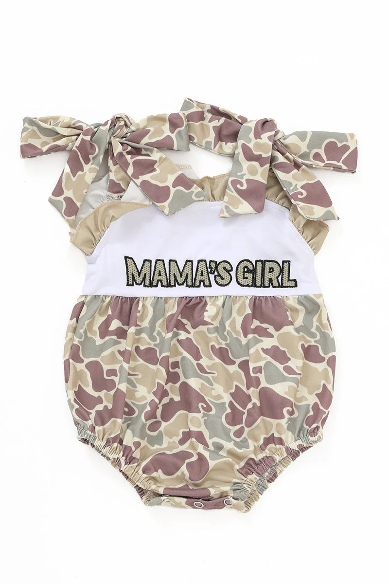 camo mama's girl embroidery strap bubble baby clothes