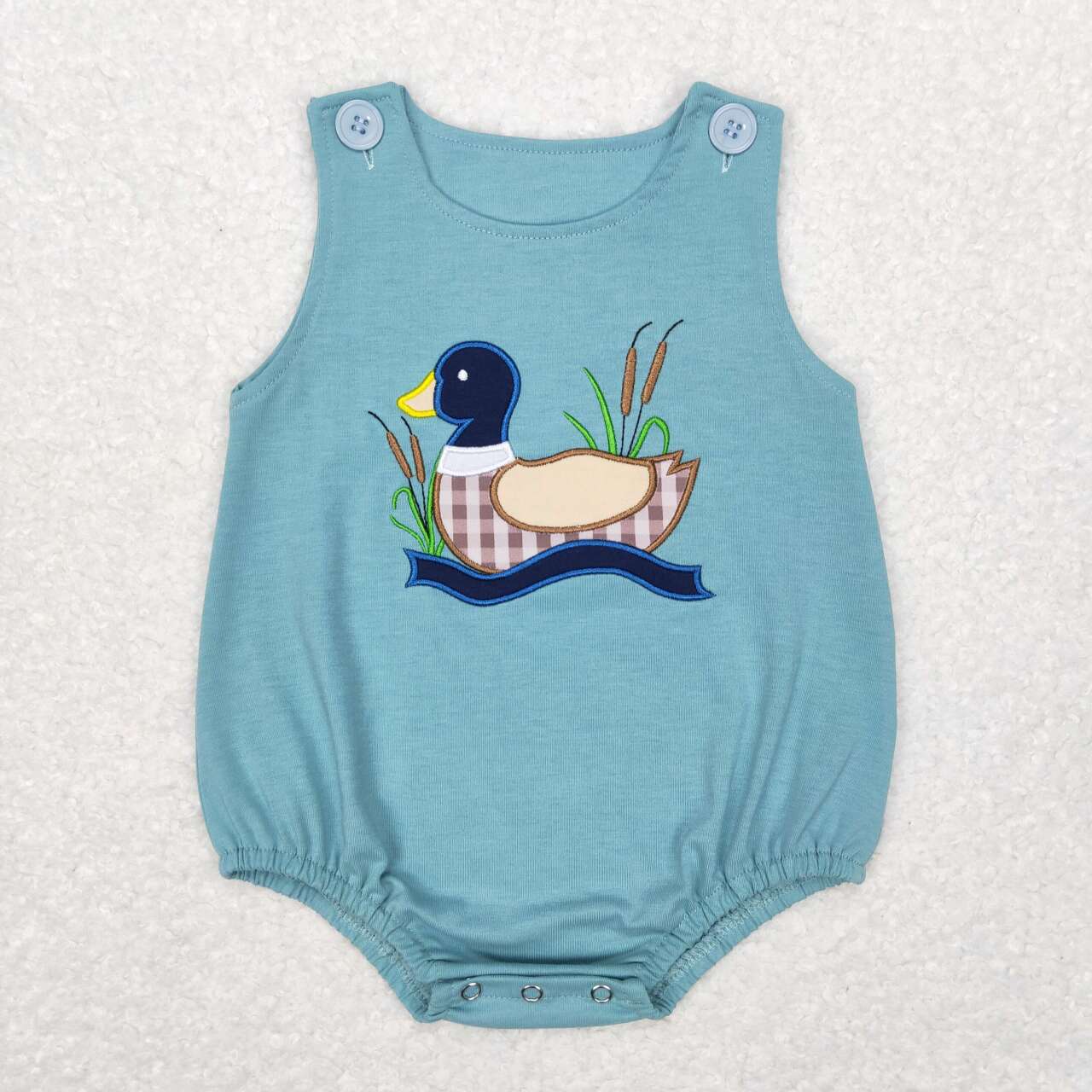 baby boy cotton duck embroidery tank bubble