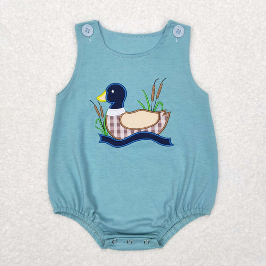 baby boy cotton duck embroidery tank bubble