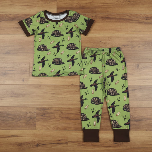 short sleeve two pieces mallard hunting pajamas