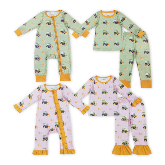 Pumpkin Tractor Kids Sibling Pajamas