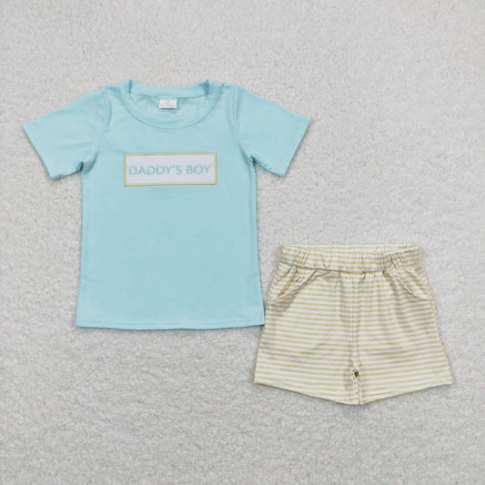 daddy's boy embroidery shorts set