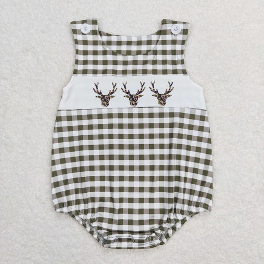 plaid deer baby boy bodysuit