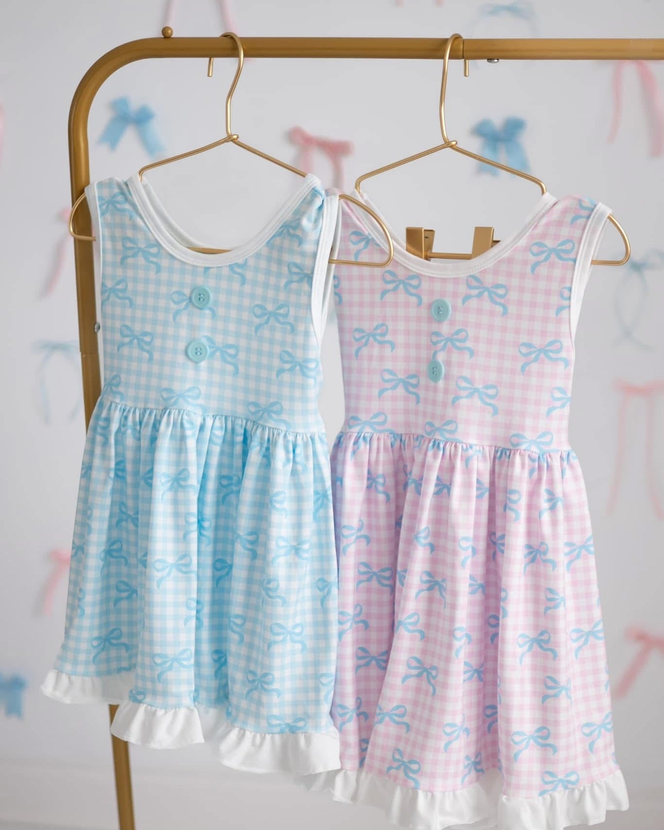 pre order pink gingham blue coquette dress