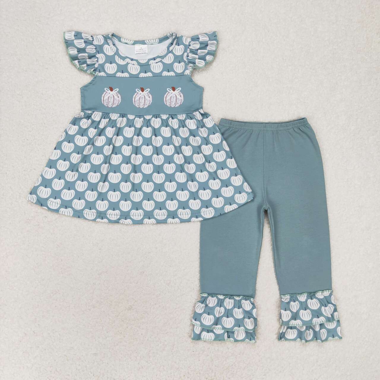 white pumpkin pants set girl fall clothes