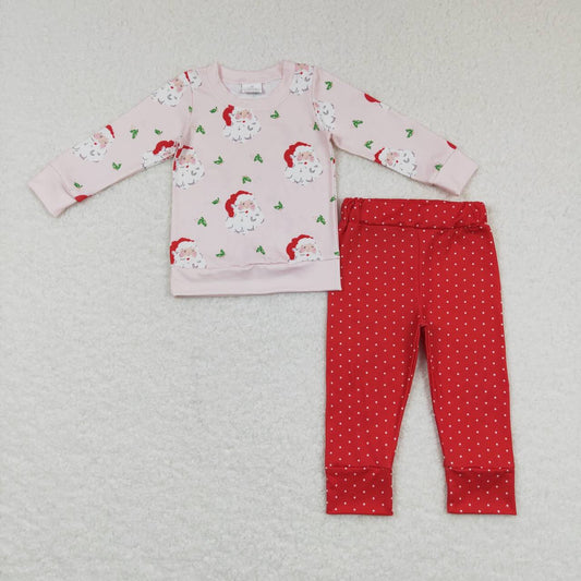 santa claus pullover top red dots legging set