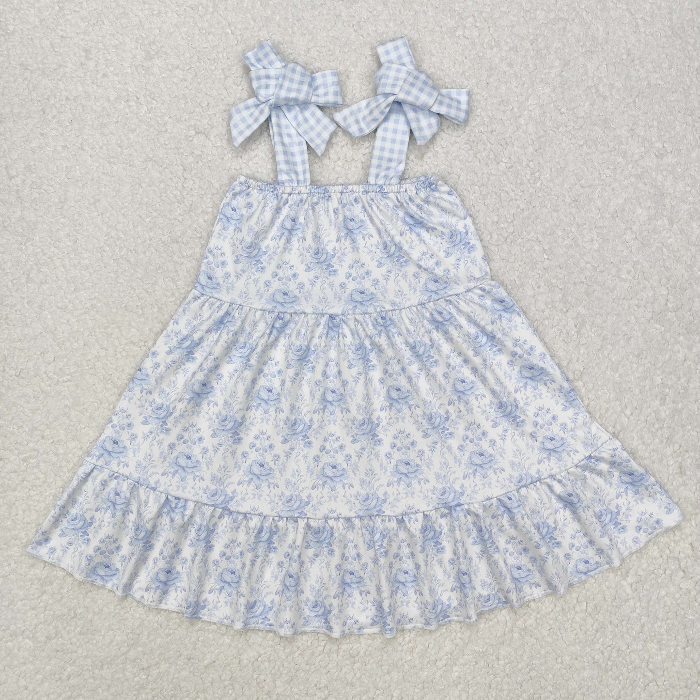 Porcelain Petals Girls Blue Bows & Florals Dress