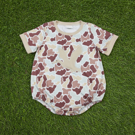short sleeve camo mallard embroidery boy bubble baby clothes