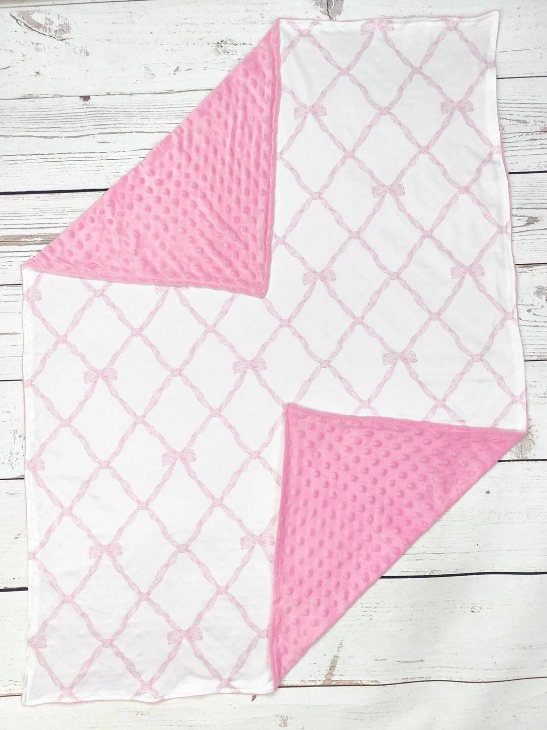 pink bows minky blanket