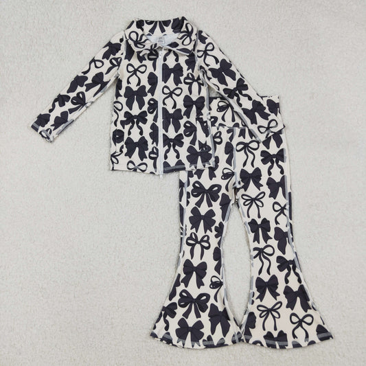black bow toddler girl two pieces athletic pants set