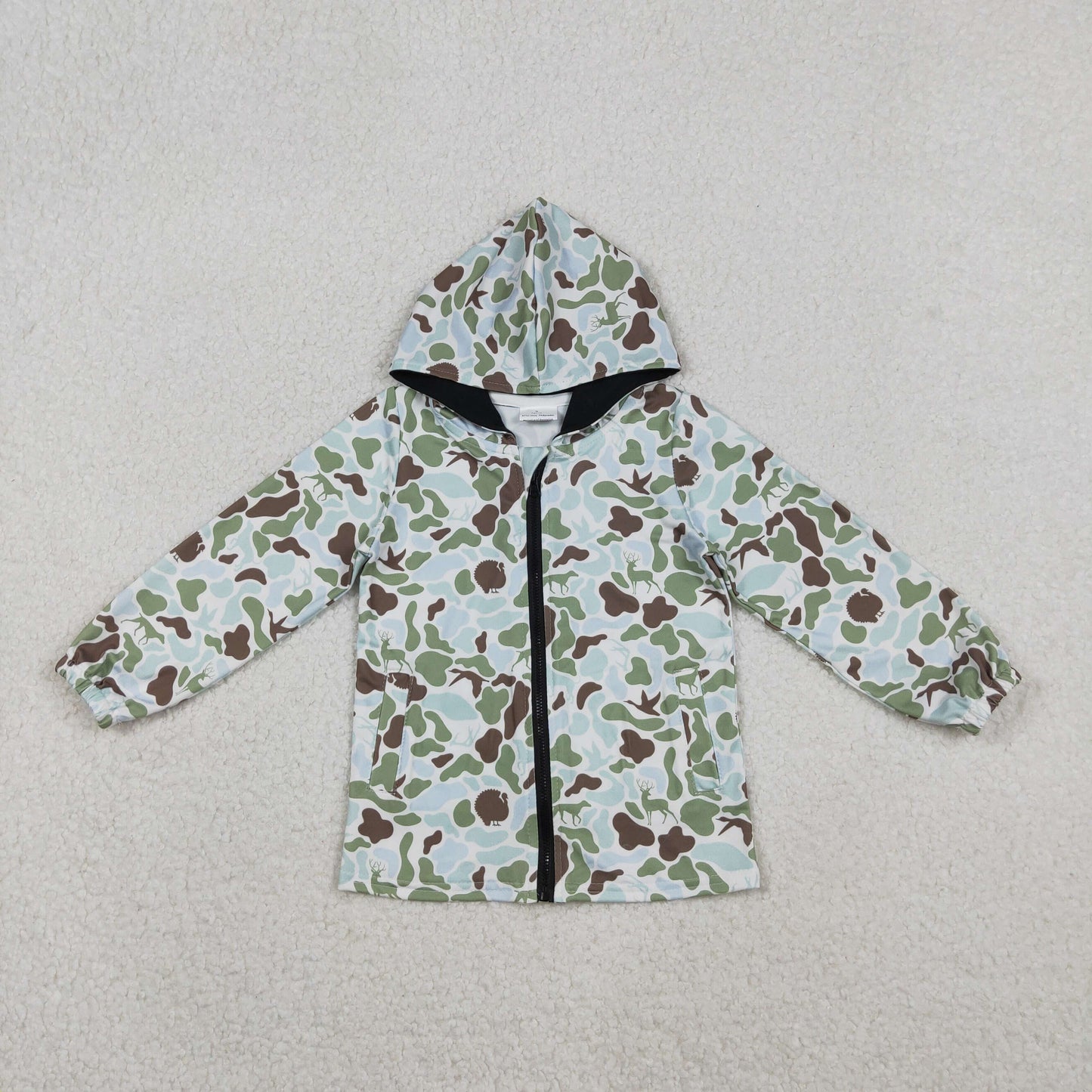 hunting camo full zip hooded jacket