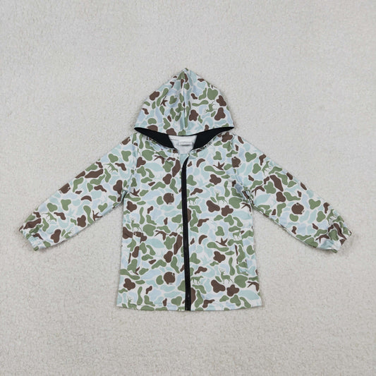 hunting camo full zip hooded jacket