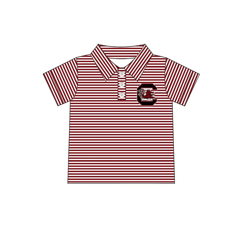 Split-CLOSE 17th Sept boy maroon stripe team polo t-shirt